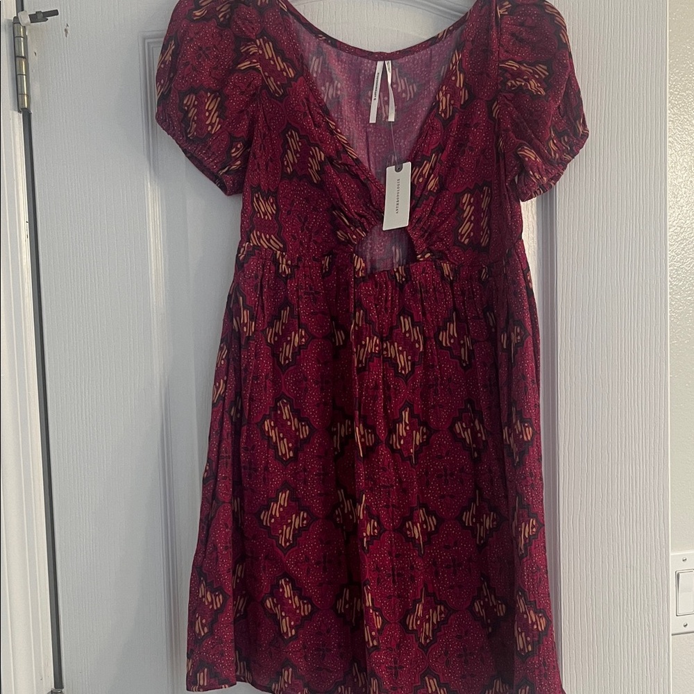 Anthropologie Red and Yellow Mini Dress